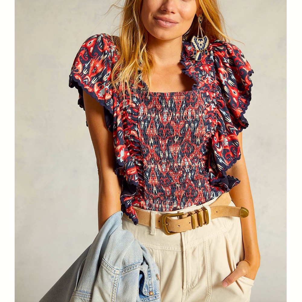 ANTHROPOLOGIE Let Me Be Smocked Crop Top